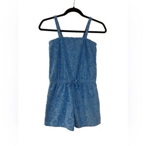 Blue Velour Girls Romper Size L (10/12)